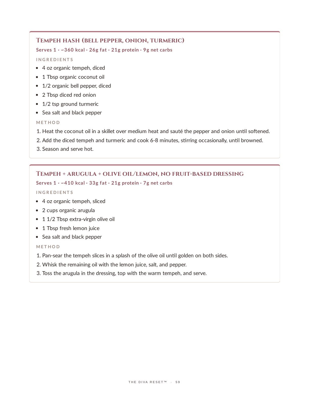 Sample page: recipe cards with macros