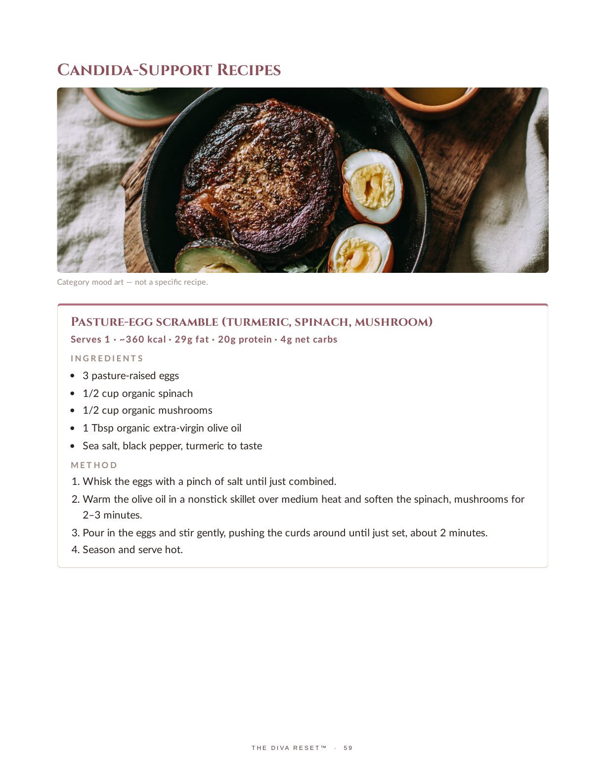 Sample page: recipe cards with macros